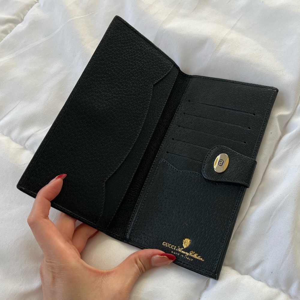 Vintage Gucci Bifold Long Wallet Blue Canvas - Picture 6 of 12